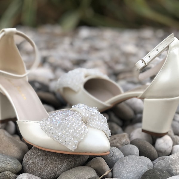 embellished heel wedding shoes