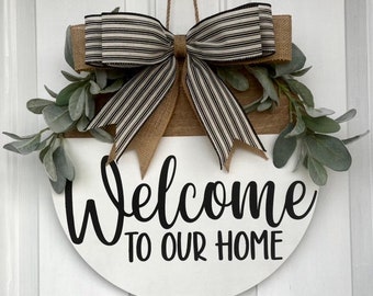 Welcome Front Door Hanger • Farmhouse Styled Decor • Welcome Sign