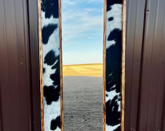 Genuine Cowhide Western Mirror • Oversized Mirror • Farmhouse Decor