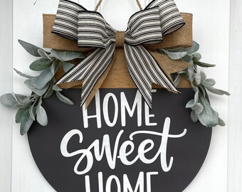 Home Sweet Home Front Door Hanger • Welcome Sign • Farmhouse Inspired Decor