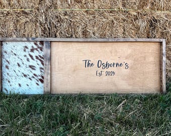 Cowhide Wedding Guestbook Sign: Western Branding Decor
