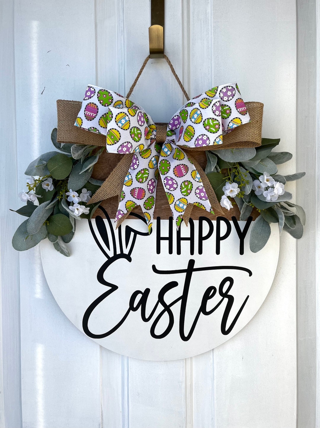 Easter Sign Welcome Front Door Sign Farmhouse Styled Decor Wreath for ...