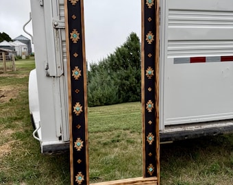 Western Mirror Turquoise stones• Oversized Mirror • Farmhouse Decor