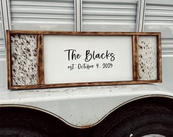 Wedding Guestbook • Genuine Cowhide • Western Sign