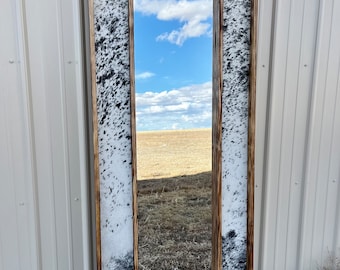 Genuine Cowhide Western Mirror • Oversized Mirror • Farmhouse Decor