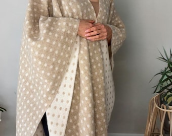 Merino wool shawl | Bridesmaid present | soft wool wrap | tassel pashmina | gift for her | oversized scarf | lightweight poncho wrap beige