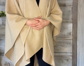 Merino wool shawl Bridesmaid present soft wool wrap pashmina gift for her  oversized scarf lightweight poncho wrap natural herringbone