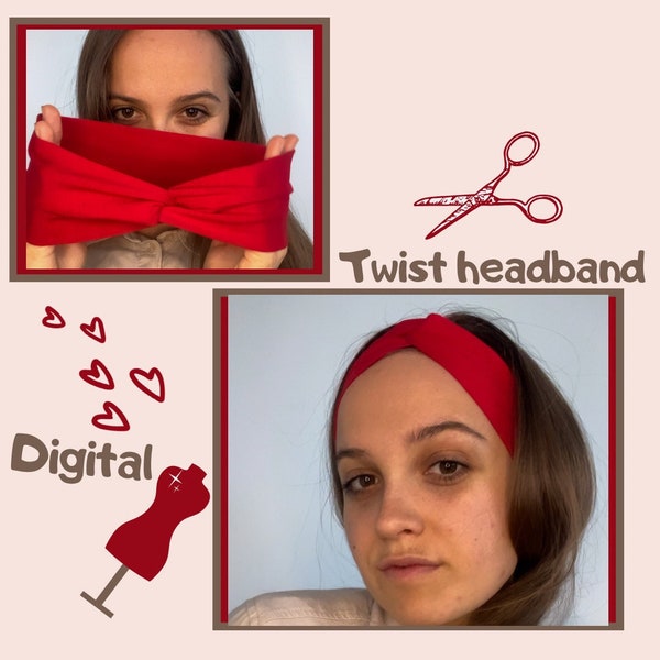 Headband PDF sewing/PDF Step-by-step instruction/women's headband/Hair Accessory Bundle Digital /Twist Headband/Ear Warmer sew/