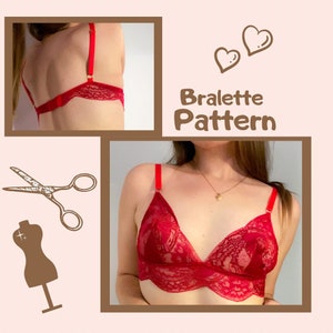 Bralette Sewing Pattern/Download Triangle/Soft Bra Pattern/PDF Lingerie/Sewing Pattern/Size XS-XL/Lace Bra/Making Bra Pattern