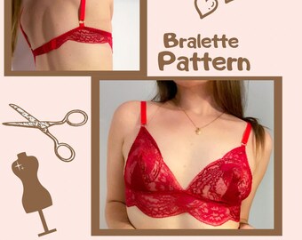 Bralette Sewing Pattern/Download Triangle/Soft Bra Pattern/PDF Lingerie/Sewing Pattern/Size XS-XL/Lace Bra/Making Bra Pattern