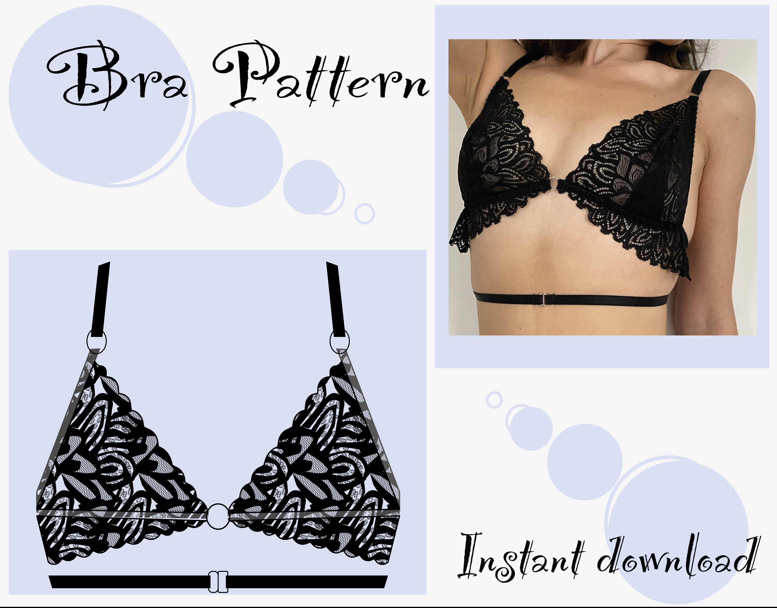 Buy Bralette Sewing Pattern, Bra Lingerie Sewing Pattern, PDF