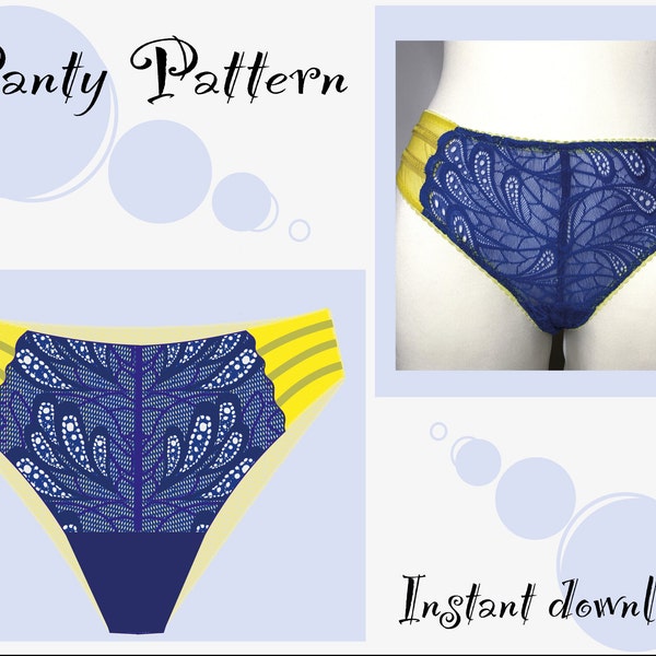 Brazilian Briefs/Underwear PDF Sewing Pattern/Lace Briefs/Elastic Mesh Panty/Lingerie Pattern/Panty PDF/Instant Download/Hipster Panty PDF