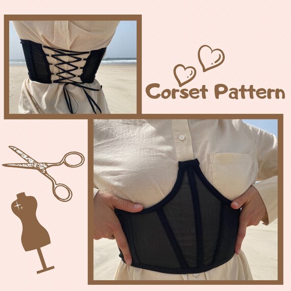 Corset Belt Digital PDF Sewing Pattern Underbust Corset Size XS-XL Pdf  Sewing English Instruction 