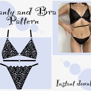 Lingerie Set Sewing Pattern Bralette and Panty XS-XL Digital PDF Easy lingerie sewing tutorial Bralette sewing pattern and Panties