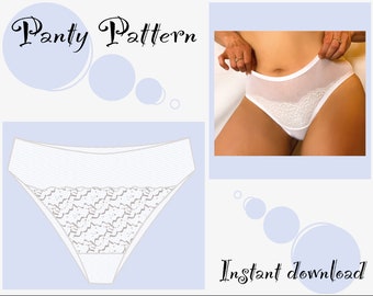 High Waist Panties Sewing Pattern Vintage Style Pin Up Panties PDF Instant Download lingerie sewing pattern