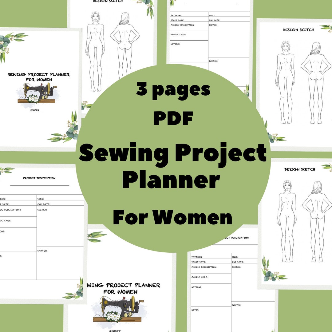 Sewing Planner Project Planner Craft Journal Fashion Design Pattern PDF ...