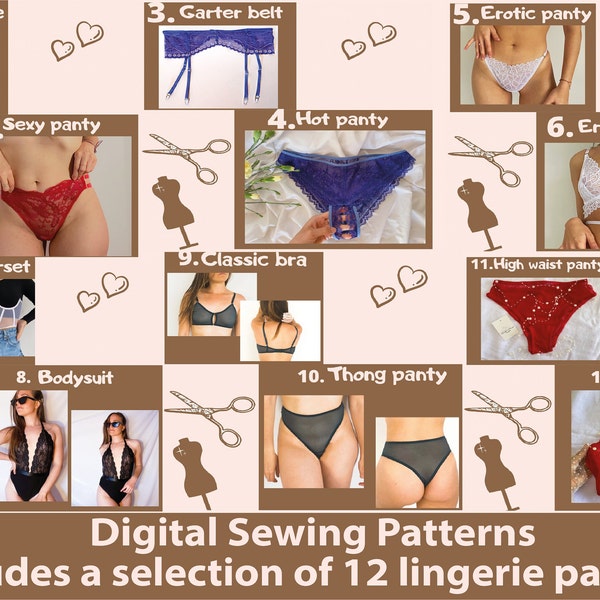 Sewing Pattern Bundle/12 lingerie pattern/PDF Sewing Pattern/Digital PDF Pattern/English Instruction/Instant Download/