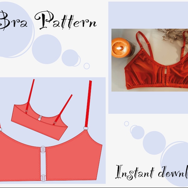 Bra pattern pdf Lingerie sewing pattern pdf Bra sewing pattern Bralette sewing pattern PDF Instant Download Size XS-XL