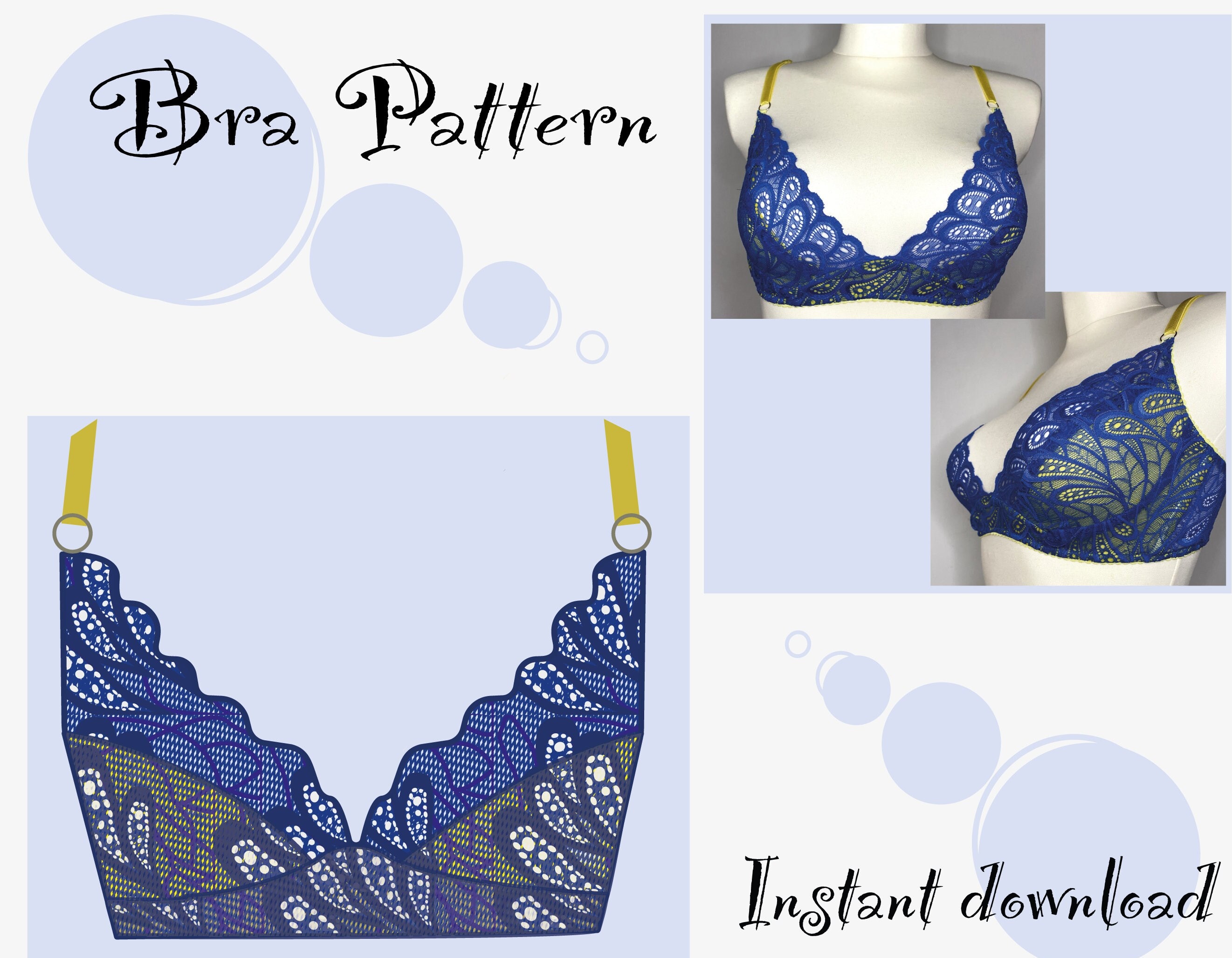 BRA Pattern BHL15 for LARGE Sizes : FREE Shipping by Merckwaerdigh 