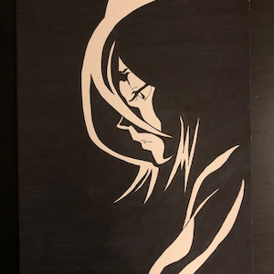 Sad Anime Girl Silhouette Print