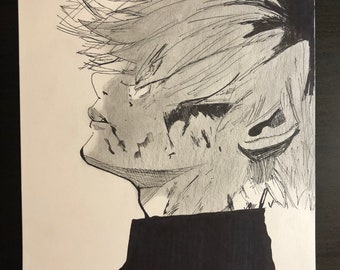 Trauriger Anime Junge Manga Print