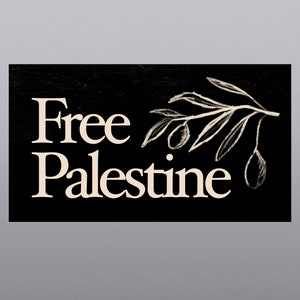 Free Palestine Sticker Cute Aesthetic for Car, for Waterbottle, for Laptop in Black Olive