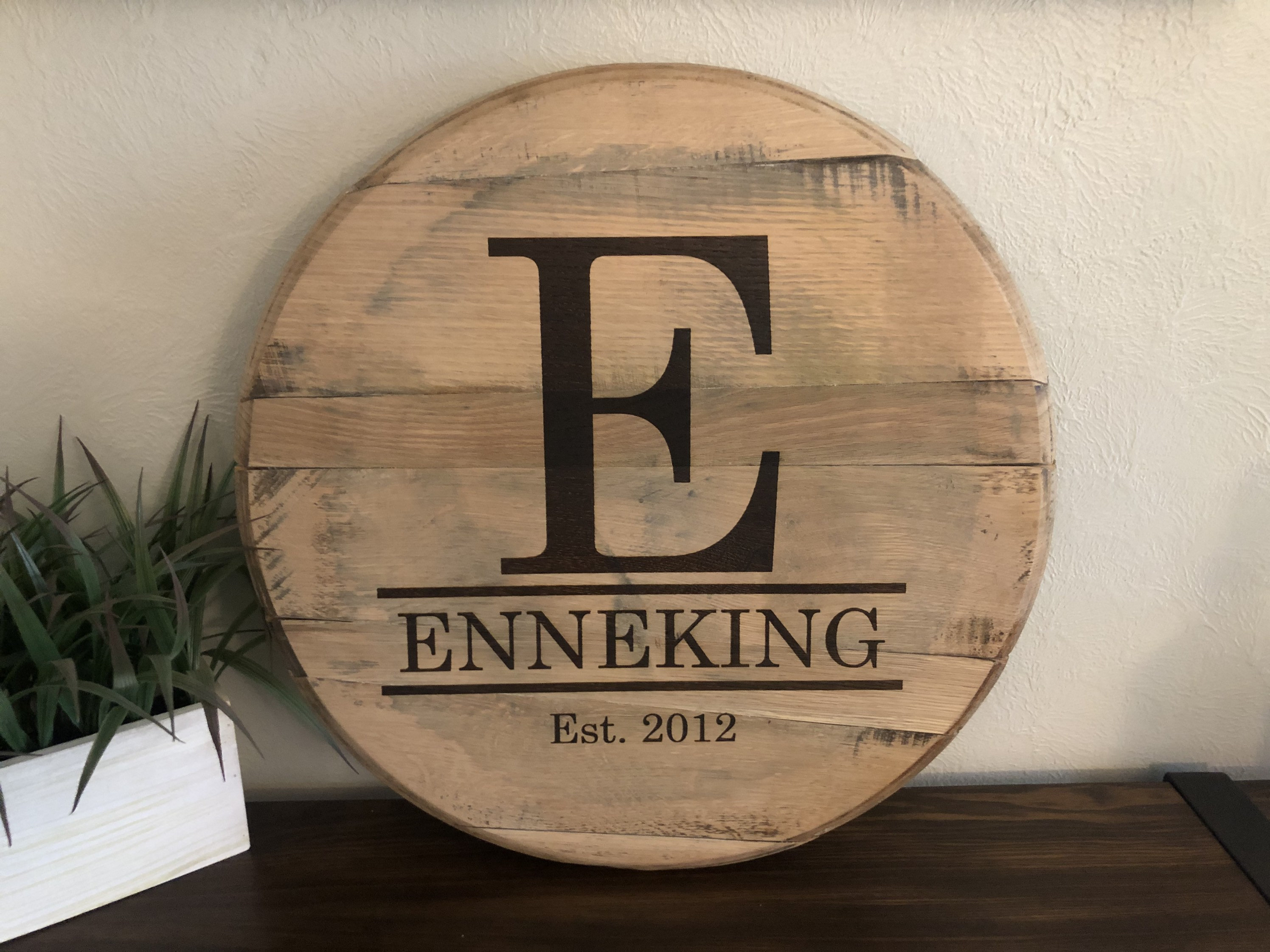 Monogram custom engraved barrel head Etsy