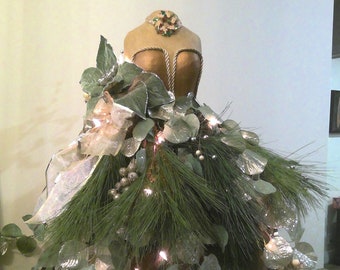 Christmas Tree Mannequin Tree | Christmas Centerpiece | Decorated Dress Form | Nature Lovers Décor Christmas | Earth | Forest Christmas Tree