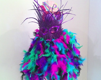 Mardi Gras Centerpiece | Mardi Gras Masks Masquerade | Decorated Dress Form | Dress Form Mardi Gras Tabletop | Mardi Gras Parade Mask Purple