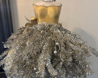 gold lady dress form tree Gold mannequin christmas tree