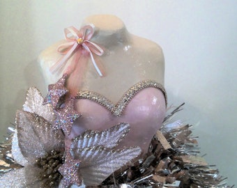 Blush Vintage kerstmannequinboom, klatergoudslinger, kerstboom, kerstmiddelpunt, jurkvorm, kerstdecor, kleuren beschikbaar