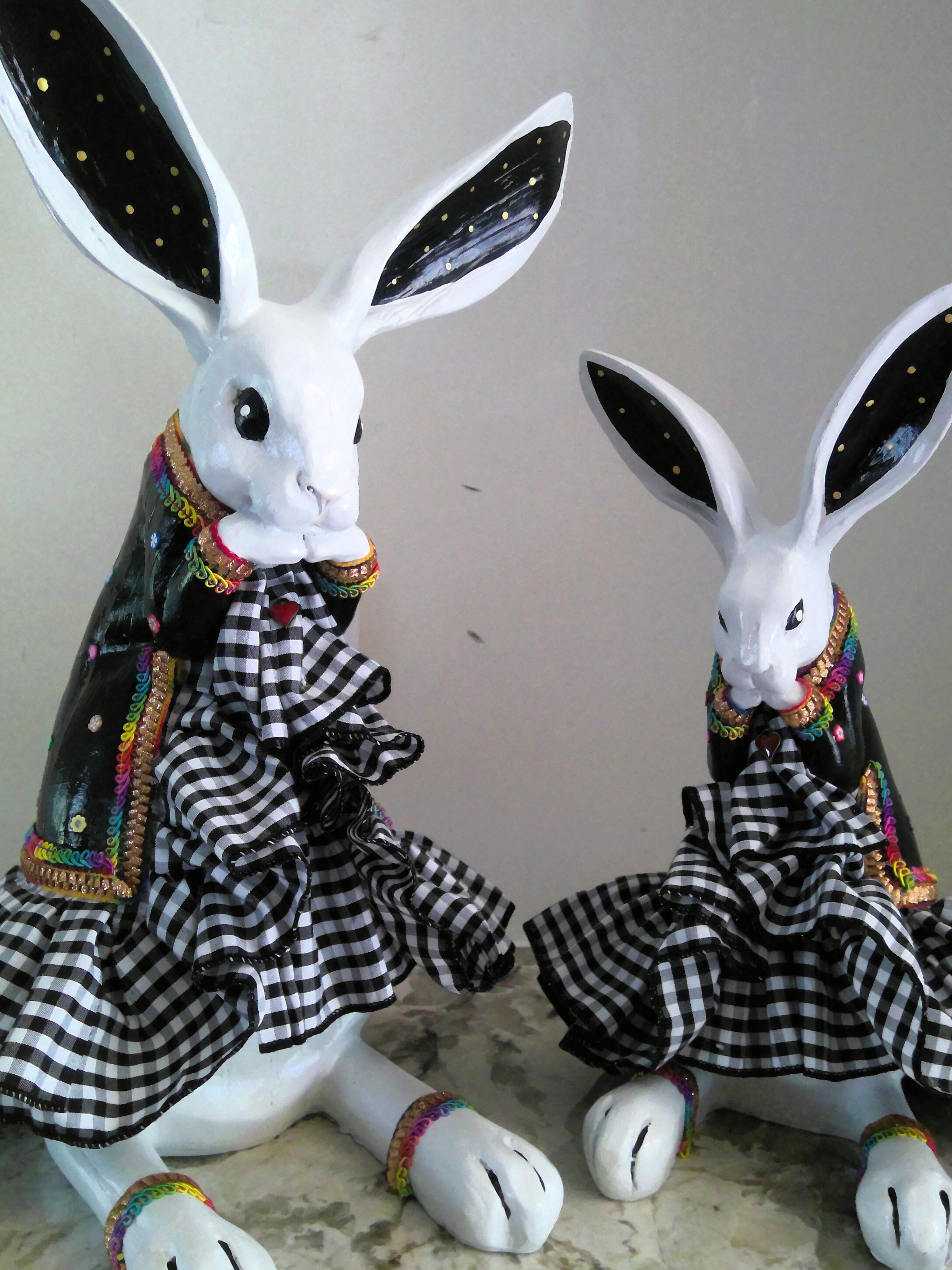 Alice in Wonderland, Whimsical Painted Praying Rabbits, Hand Painted ...