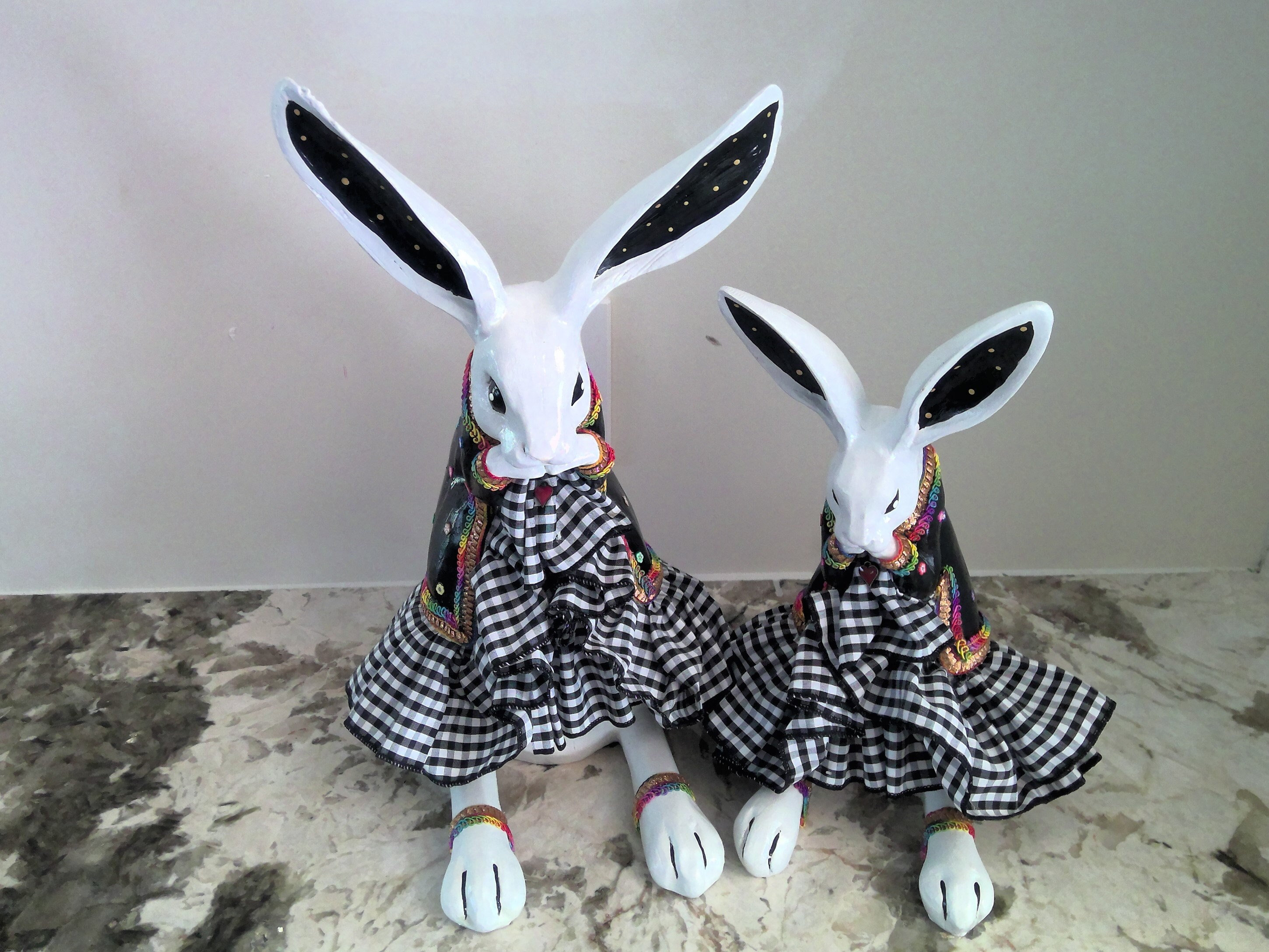 Alice in Wonderland, Whimsical Painted Praying Rabbits, Hand Painted ...