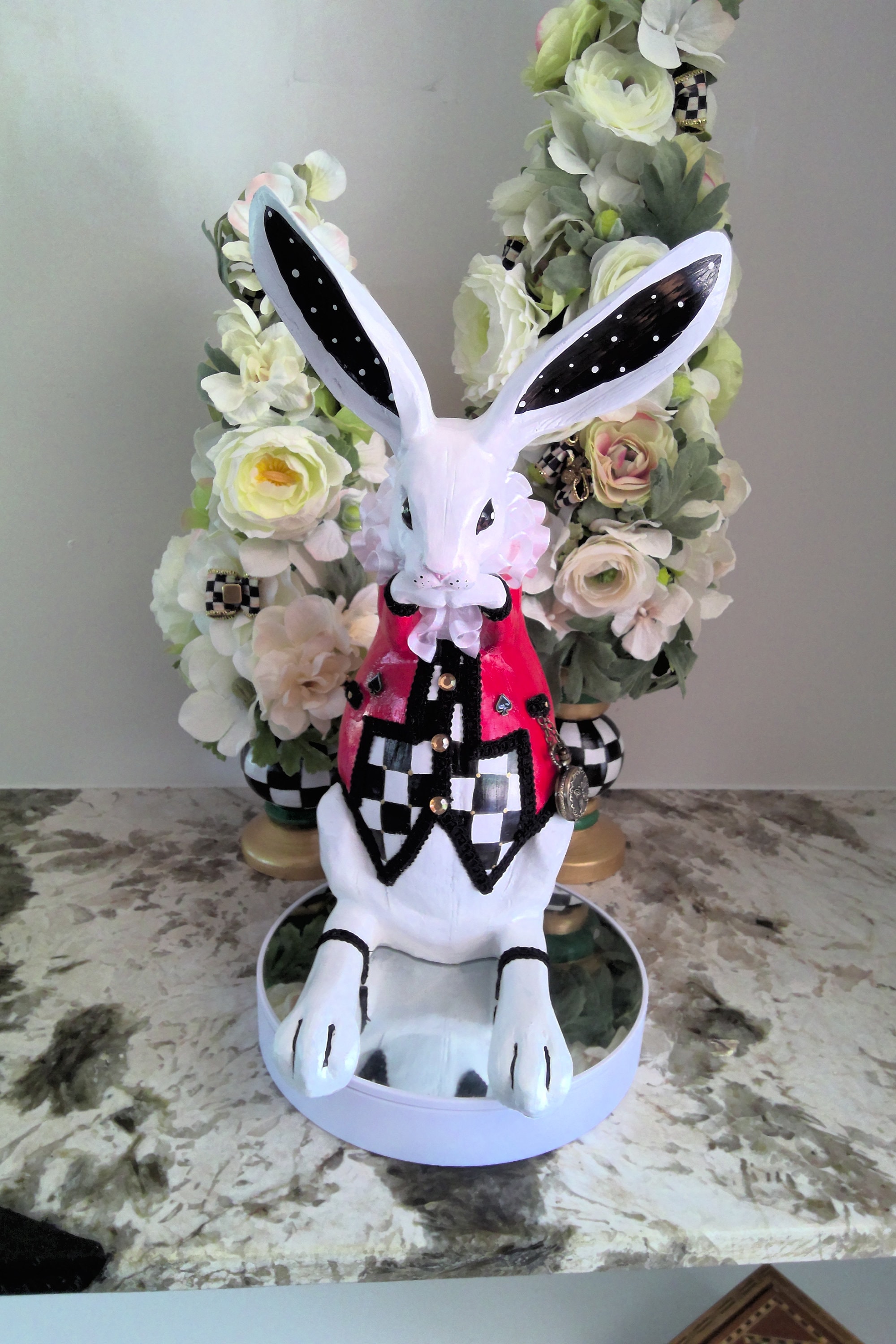 Deluxe Dapper White Rabbit, Alice in Wonderland, Hand Painted ...