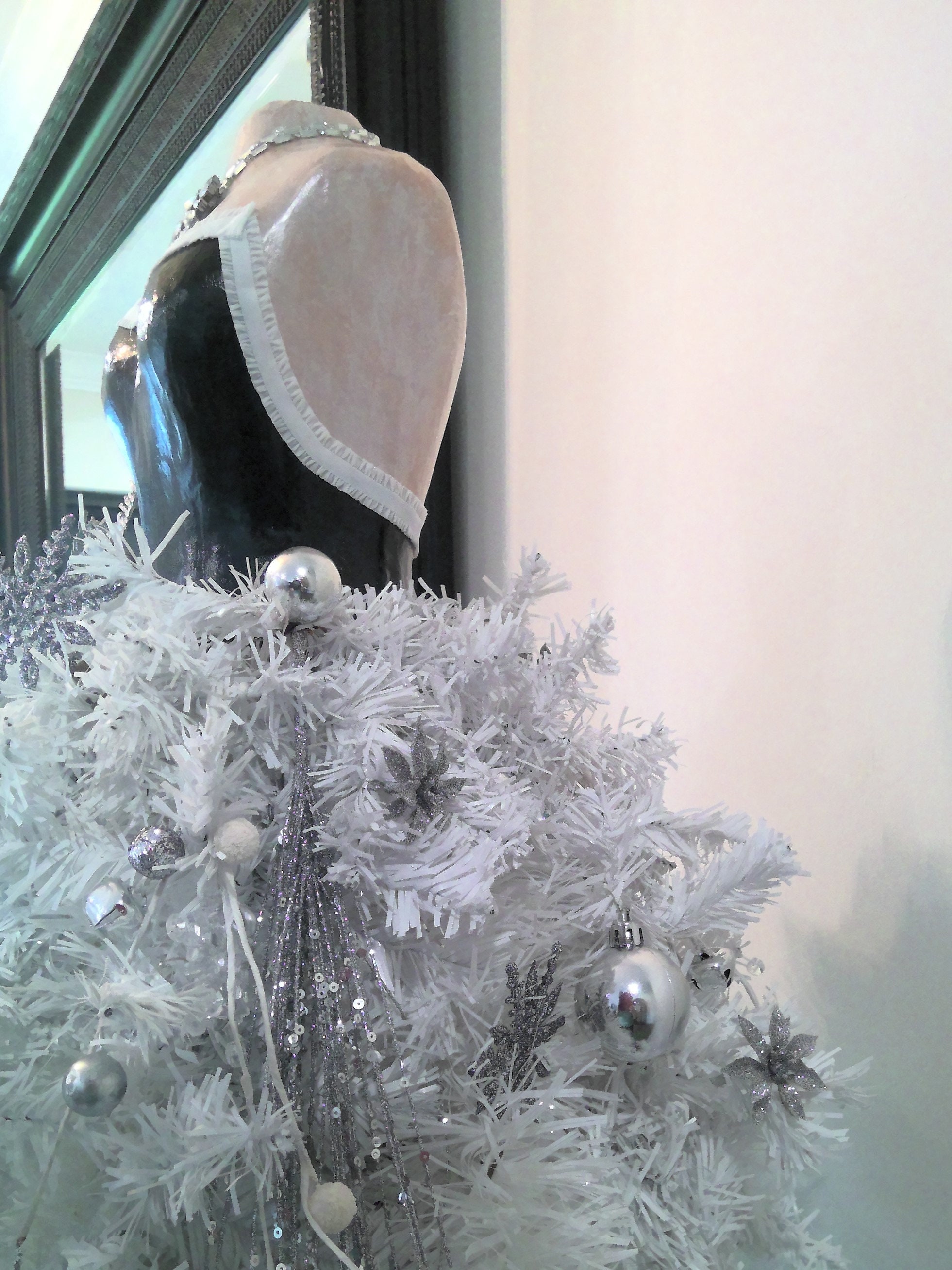 white dress form christmas tree Christmas tree wedding dress