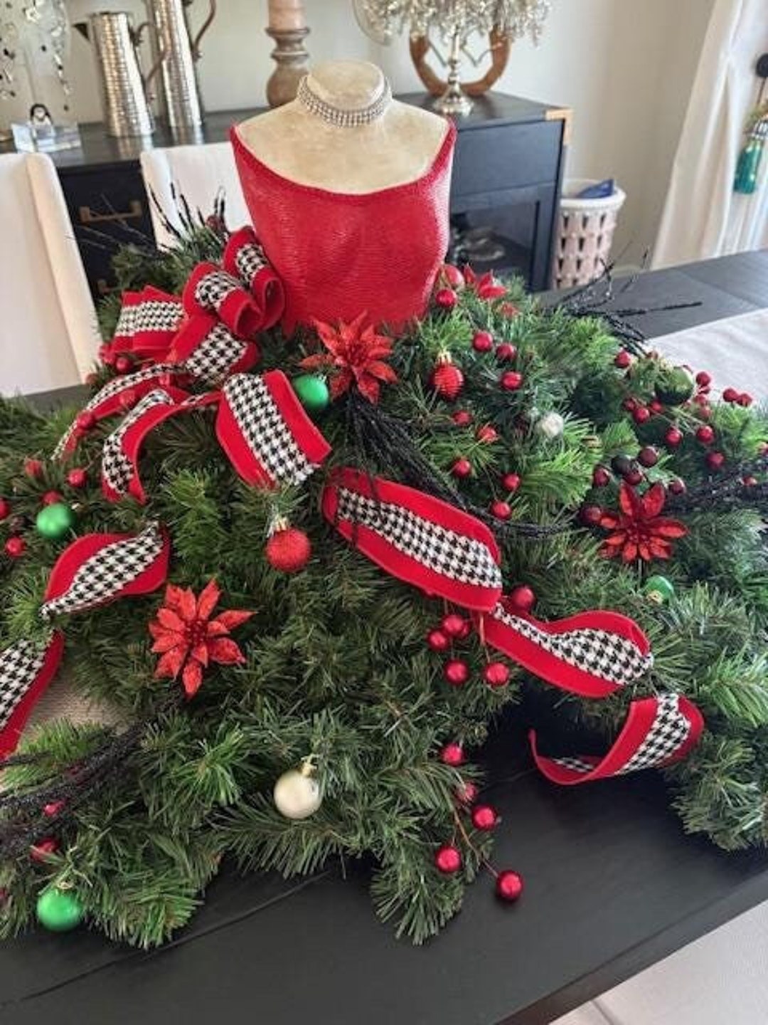 Albero di Natale manichino Centrotavola di Natale rosso couture