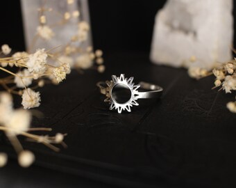 Sonne Ring Edelstahl | Silberner Ring | Celestial Schmuck | Sonne Schmuck Silber | Größenverstellbarer Ring