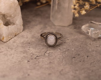 Mondstein Ring Silber | Mondstein Schmuck | Schmuck Sterling Silber | Silberner Ring