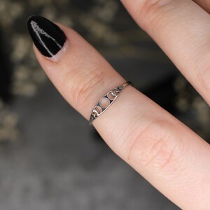 Mond Ring Edelstahl Mondphasen Schmuck Mond Schmuck Silber Dezenter Ring Silberner Ring image 6