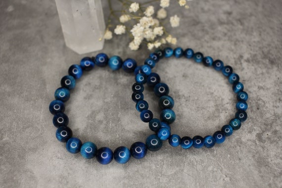 Blaues Tigerauge Armband, 6 oder 8mm, Perlenarmband, Tigerauge, blaues Armband, Geschenk für Hexen, Hexen Armband, Hexen Schmuck, Naturstein