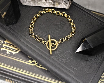 Edelstahlarmband | Auffälliges Gliederarmband in Gold | Geschenk für Sie und Ihn | Armschmuck Unisex