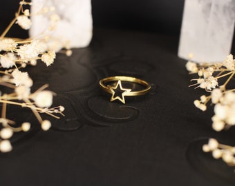 Stern Ring Edelstahl | Himmlischer Schmuck | Stern Schmuck Gold | Goldener Ring
