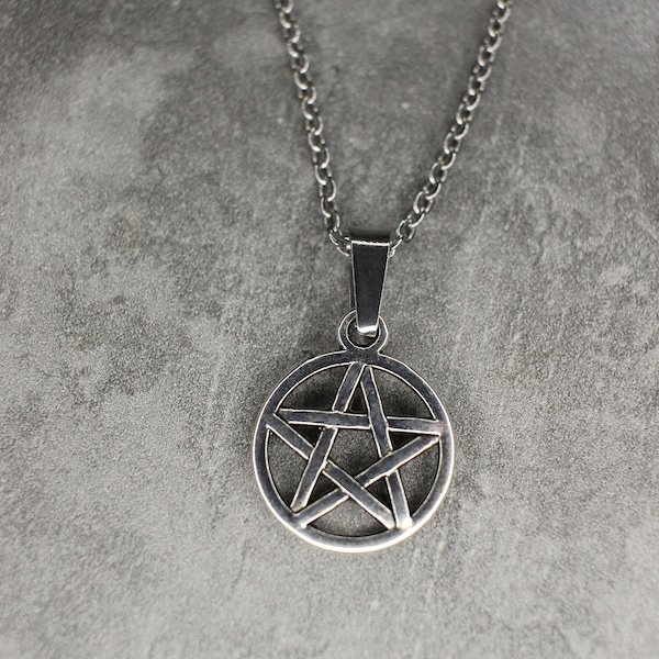 Pentagramm Kette, Pentagramm Anhänger, Gothic Schmuck, Wicca Schmuck, Schutz Kette, Hexen Schmuck, silber Pentagramm, Pagan Schmuck