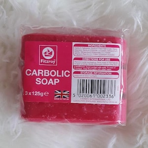 Fitzroy Carbolic Soap (3x125g), Mild Disinfectant Soap, PINK/RED Soap