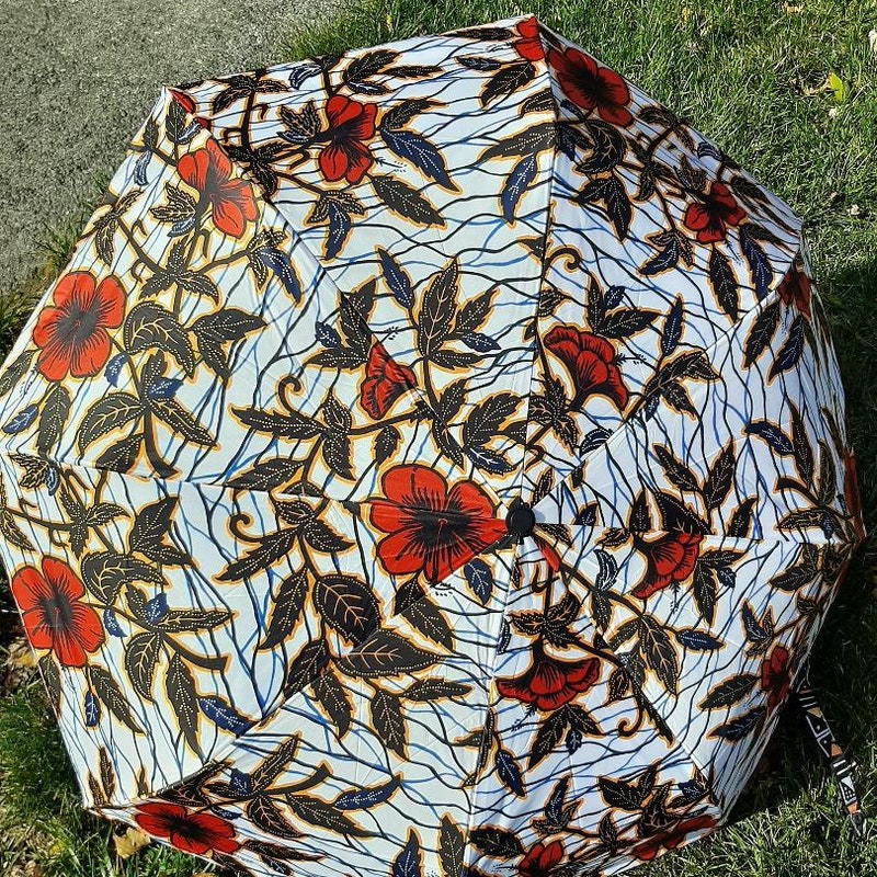 African Kente Pattern Print Automatic Foldable Umbrella