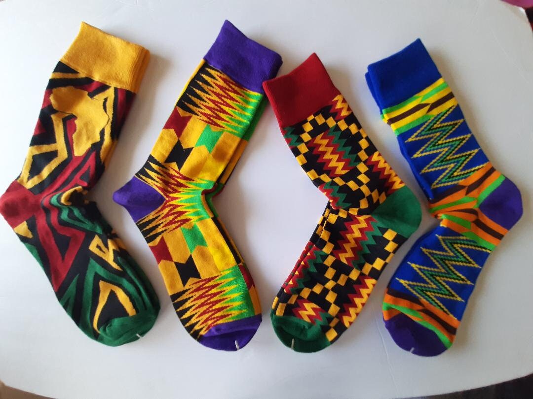 Sellghproducts 4pairs Ghana Kente Socks Etsy
