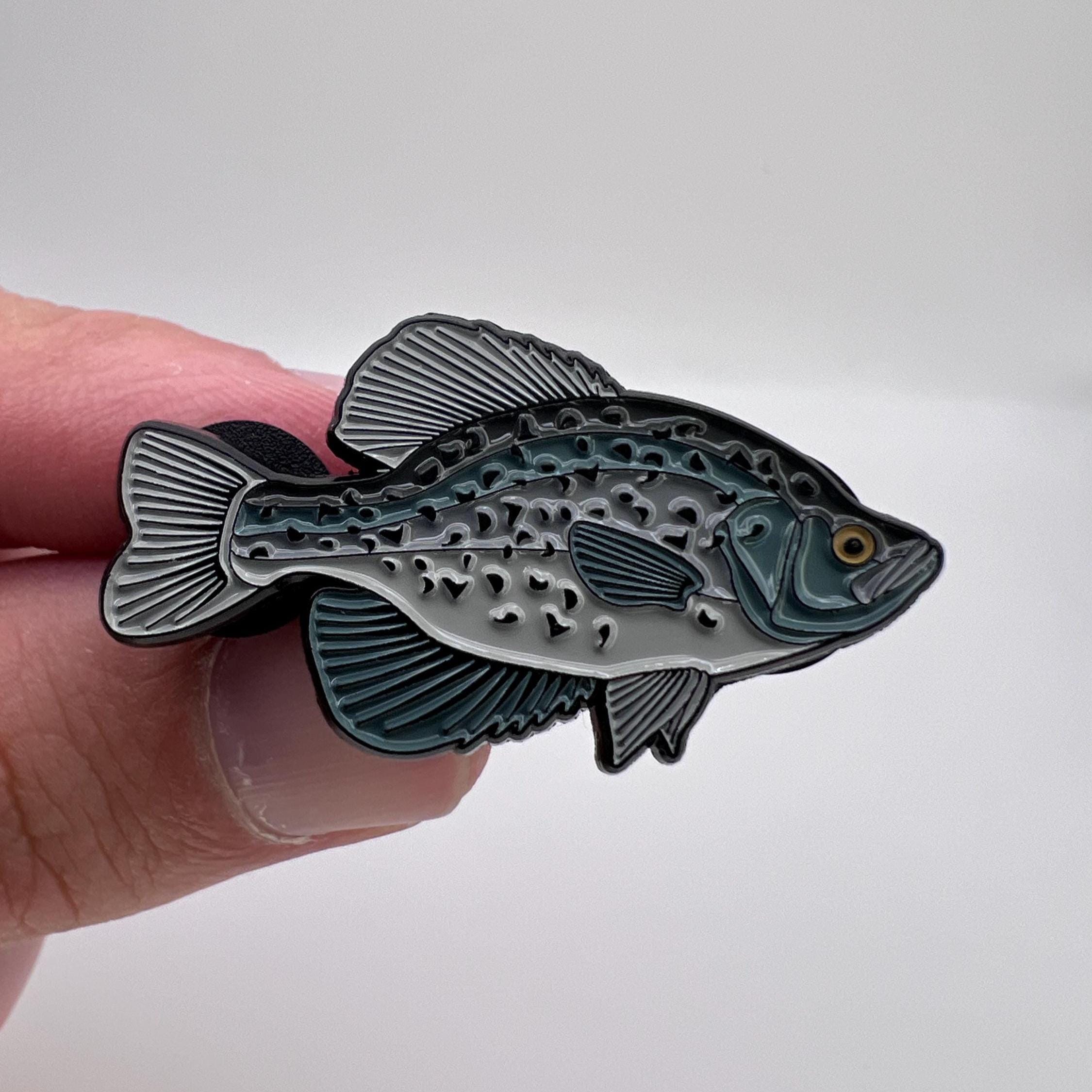Black Crappie Fish Pin With Gift Box Israel