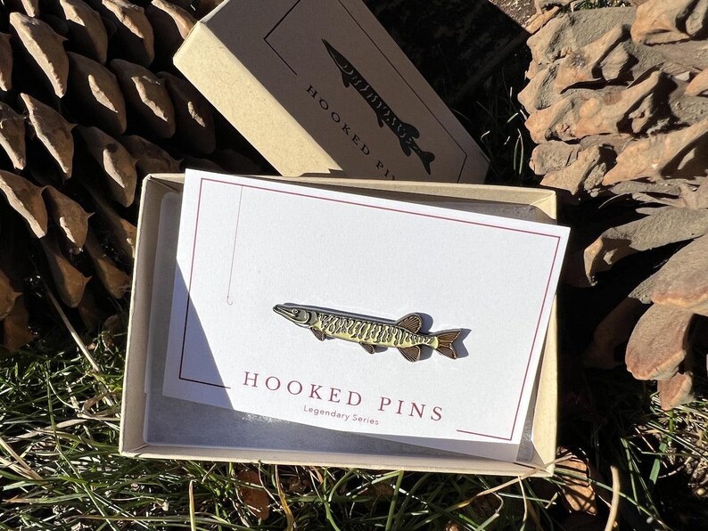 Tiger Muskie Enamel Pin – Fishing Lapel Pin with Gift Box, Tiger Muskie Badge, Fly Fishing Gift for Anglers & Outdoorsmen image 3