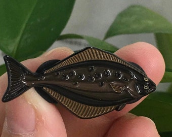 Flétan - Épinglette à poisson avec coffret cadeau