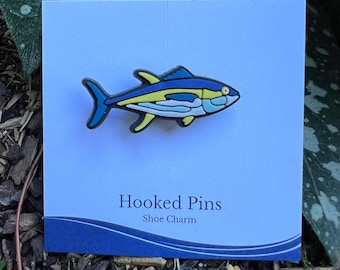 Abalorio de atún aleta amarilla para zapatos: abalorio de pesca compatible con zapatos de cocodrilo y zuecos, regalo para pescadores y amantes de la naturaleza.